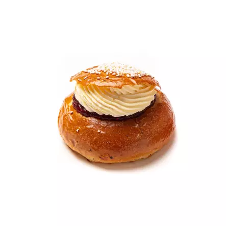 Laskiaispulla vadelmahillolla - Pullat ja wienerit - 491 - 1